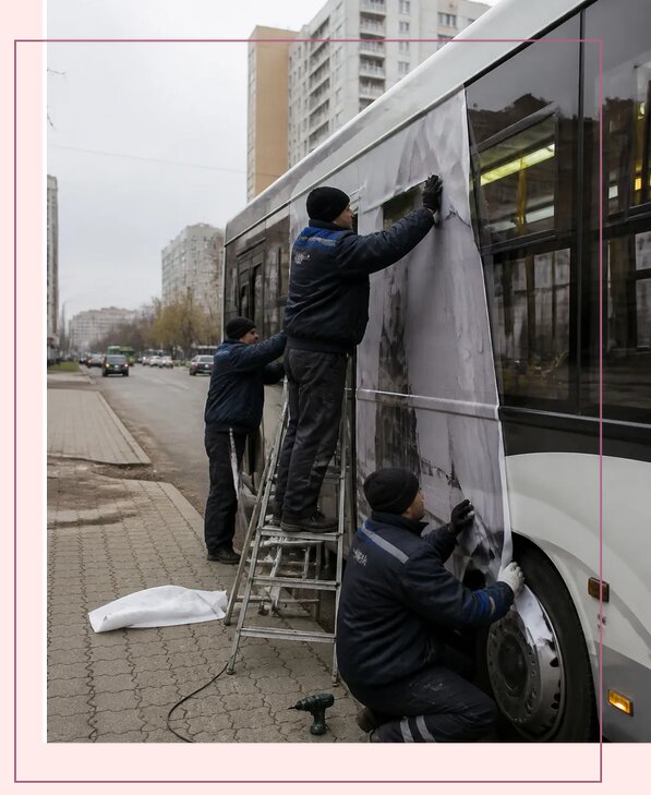 Изготовление и монтаж рекламы на автобусах в Кургане